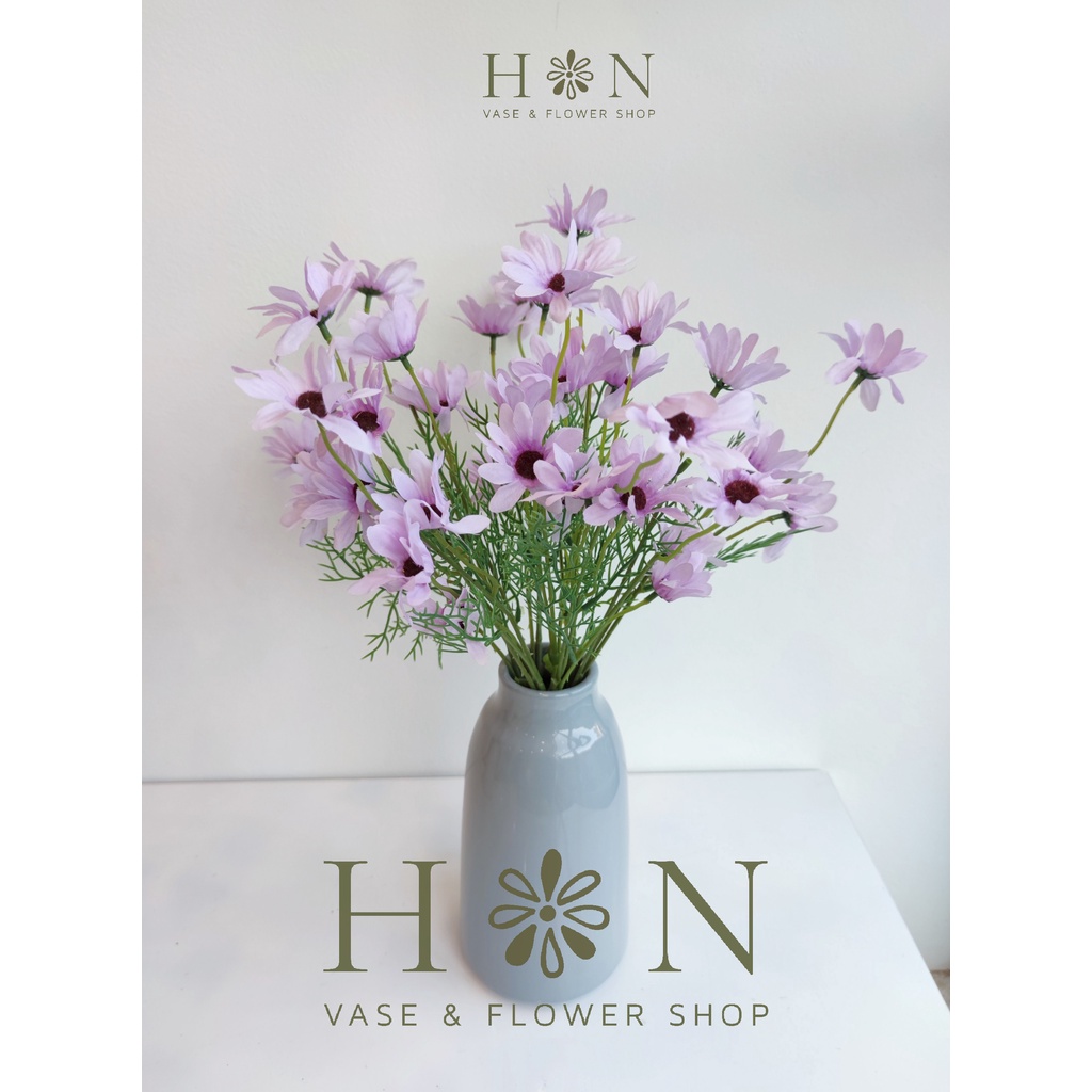 Hoa giả - Hoa cúc họa mi Hà Lan loại 1 cành 5 bông cành dài 52cm, ảnh thật shop chụp