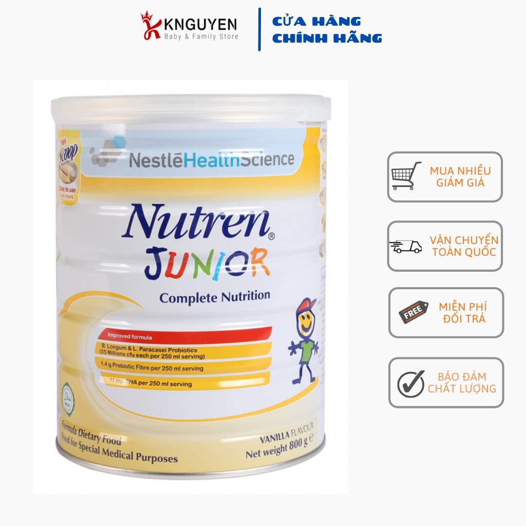 Thức Uống Dinh Dưỡng Sữa Nutren Junior Nestle Thụy Sĩ 800g (trẻ từ 1-10 tuổi) Dành Cho Trẻ Suy Dinh Dưỡng