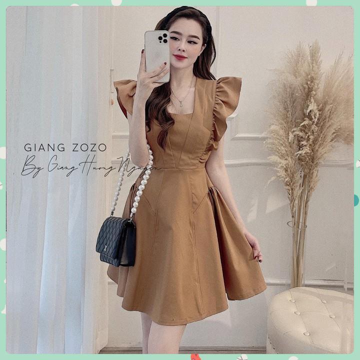 Váy Xòe Tay Cánh Tiên Chạy Bèo Vai Chất Thô Đũi Mềm Mát, Đầm Nữ Đẹp Cao Cấp Khóa Lưng Siêu Xinh