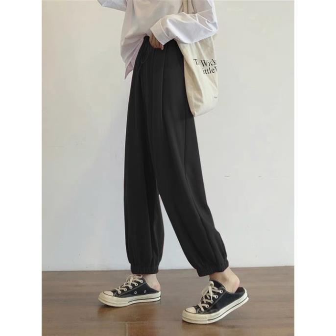 HCM️⚡ Quần Baggy Thun Dành Cho Nam Nữ Hottrend Siêu Cá Tính Mới Nhất Màu Xám Và Đen Mina-Fashion
