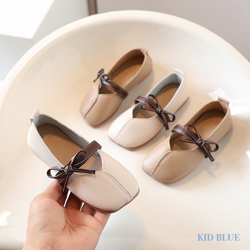 Giày Búp Bê Da Đế Mềm Đính Nơ Xinh Xắn Cho Bé Gái