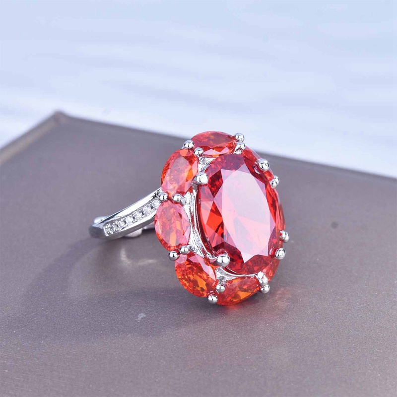 Nhẫn đính hôn đính đá zircon đỏ nhân tạo thời trang sang trọng cho nữ