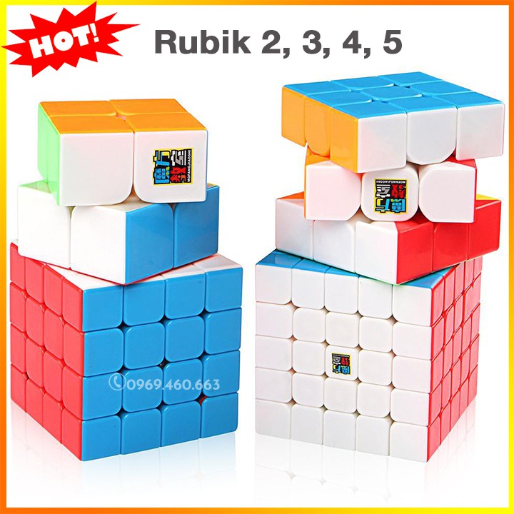 Hộp 4 Rubik MoYu MFJS MeiLong 2x2 3x3 4x4 5x5 Gift Box WCA Cube