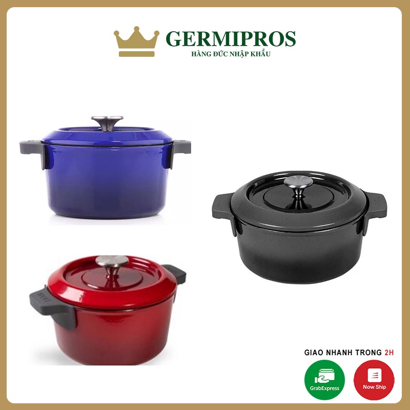 Nồi gang tròn có vung Woll Iron Pots 3 màu size 20-24-28cm