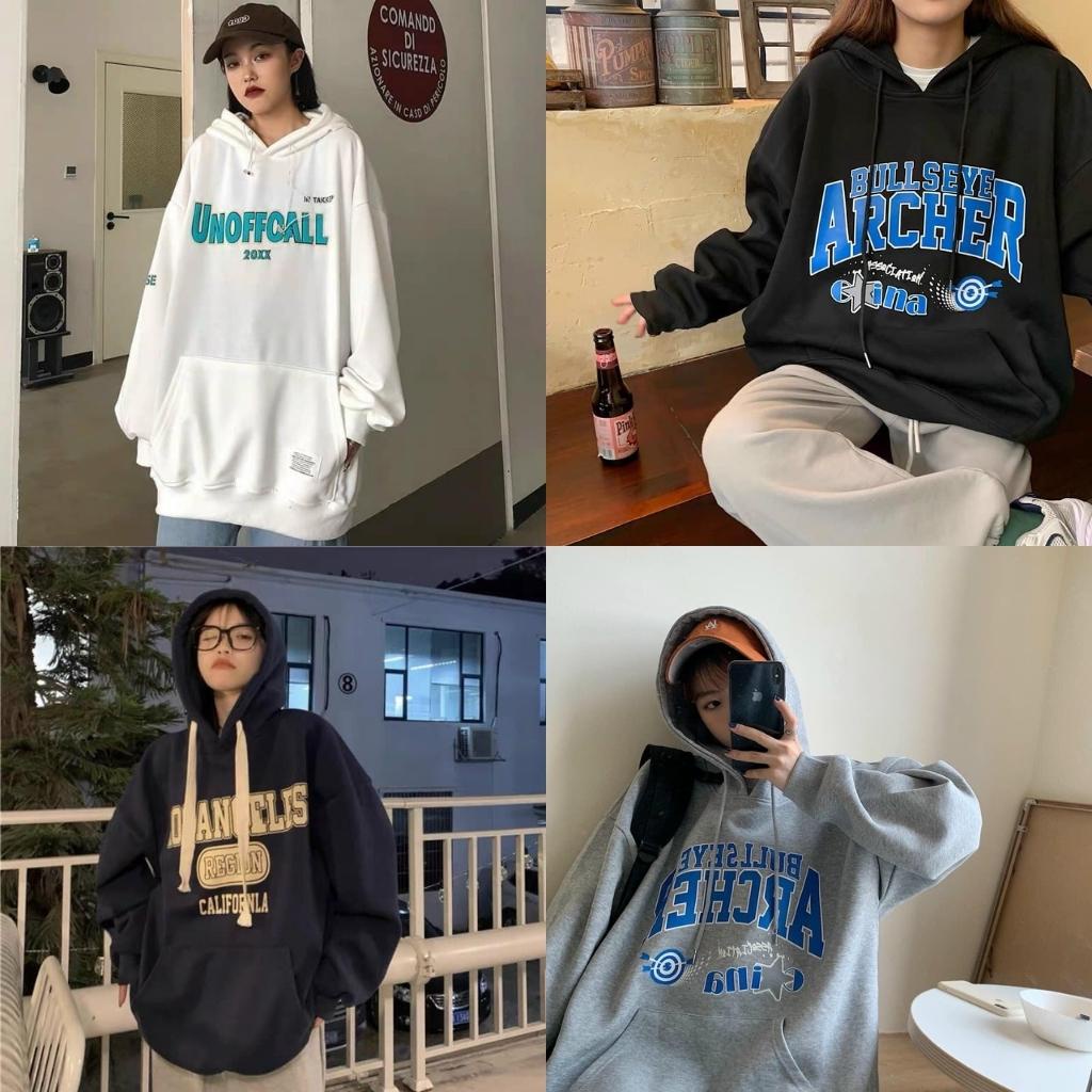 Áo hoodie dây rút bản to in chữ losangfles form dáng rộng unisex nam nữ mặc được phong cách hàn quốc Xưởng Sỉ Nguyễn Hoa