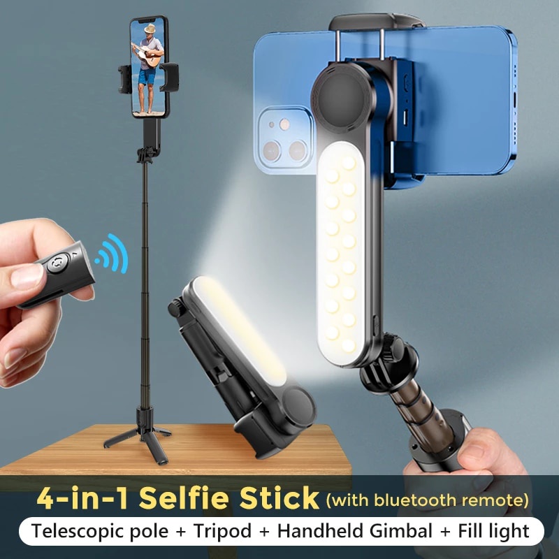 Gậy Chống Rung Gimbal Stabilizer L09/L08, Có 3 Chân Đỡ, Tặng Kèm Nút Bấm BLT Hàng Cao Cấp - BẢO HÀNH ĐỔI MỚI