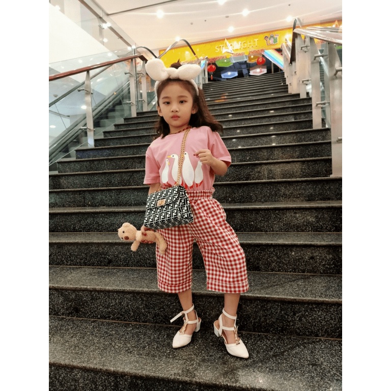 Đồ Bộ Bé Gái Quần Kẻ Caro kết Hợp Áo Thun Siêu KUL  - ĐĂNG QUANG FASHION