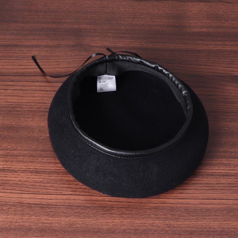 Mũ nồi da màu đen phong cách Hàn Quốc thời trang thu đông cho nữ