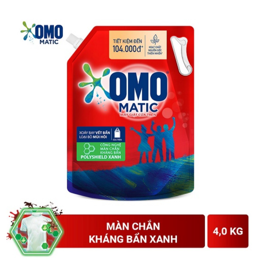 NƯỚC GIẶT OMO MATIC CỬA TRÊN 4KG MÀNG CHẮN KHÁNG BẨN XANH