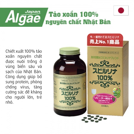 Viên uống tảo xoắn Spirulina Algae 100% nguyên chất