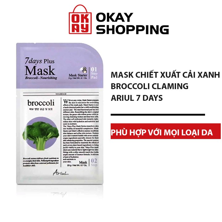 Mặt nạ 2 bước Ariul 7 Days Plus Mask Broccoli Water 20g