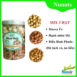 Mix hạt đã tách vỏ  (macca, hạt điều, hạnh nhân) nunuts HŨ 500g