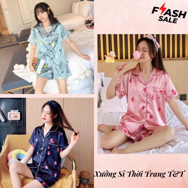 Bộ Đồ Ngủ Pijama Nữ Cộc Tay Siêu dễ thương, Bộ Ngủ Pịjama Lụa Satian cáo cấp mặc ở nhà cute | BigBuy360 - bigbuy360.vn