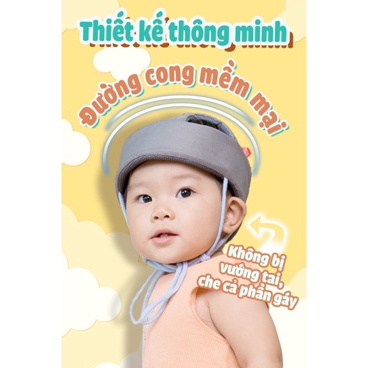 Mũ bảo hiểm cho bé tập bò, tập đi, siêu nhẹ, siêu thoáng, điều chỉnh theo kích thước vòng đầu