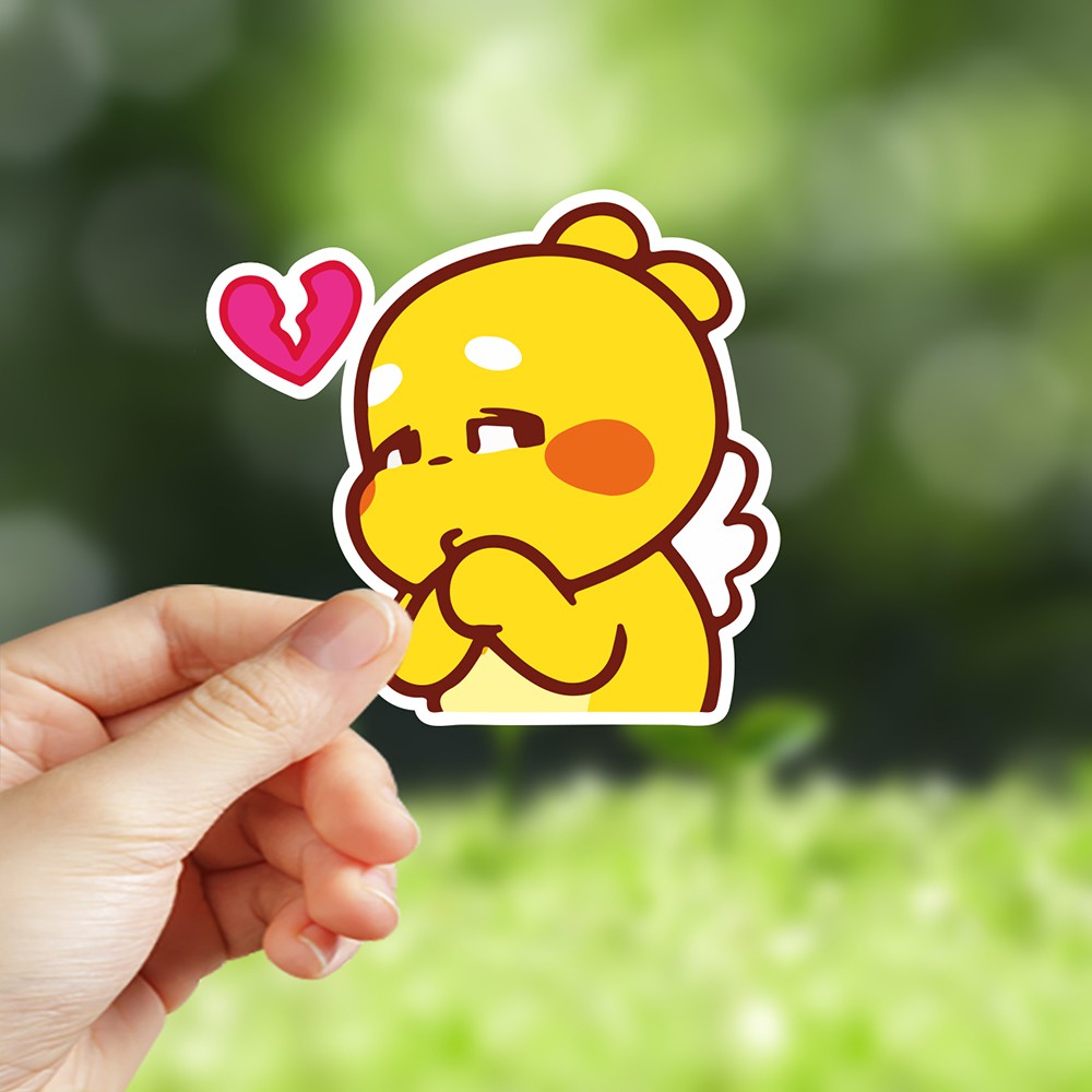 Bộ 24 hình dán Tem rồng con siêu cute, Chủ đề Tình Yêu được cắt sẳn bằng máy chống nước dùng trang trí