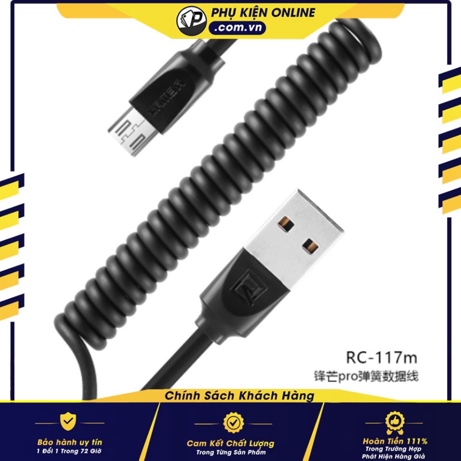 Cáp sạc lò xo xoắn RC-117m ✔️Chân Micro USB ✔️ Hàng Chính Hãng !