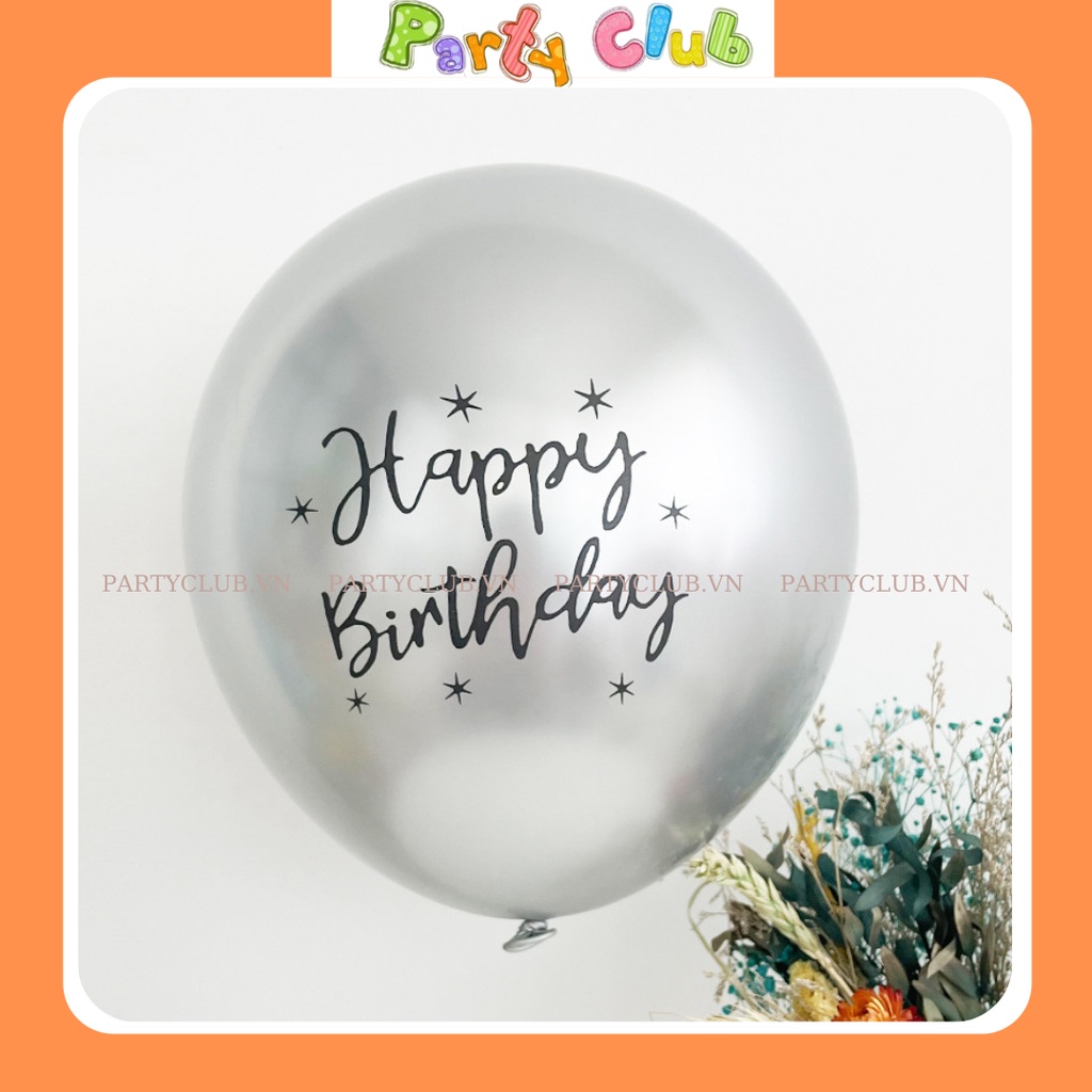 Bóng nhũ kim loại in chữ happy birtday