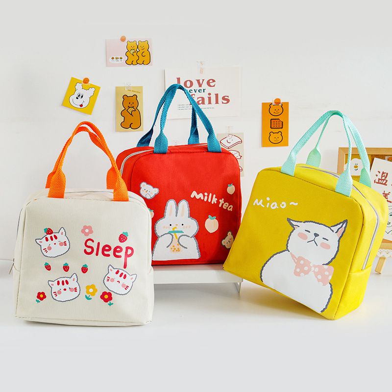 Túi đựng hộp cơm giữ nhiệt chống nước họa tiết hoạt hình tiện dụng khi đi dã ngoại