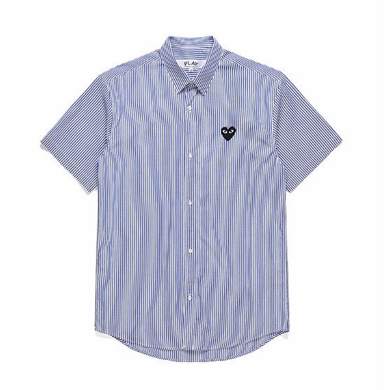 Play comme des garcons CDG Áo Sơ Mi Tay Ngắn Kẻ Sọc Phong Cách Đường Phố Nhật Bản Cho Nam Và Nữ