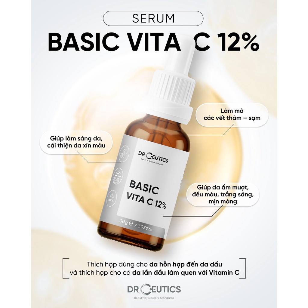 Tinh chất Basic Vita C 12% - Phiên bản Vitamin C 12% mới của DrCeutics