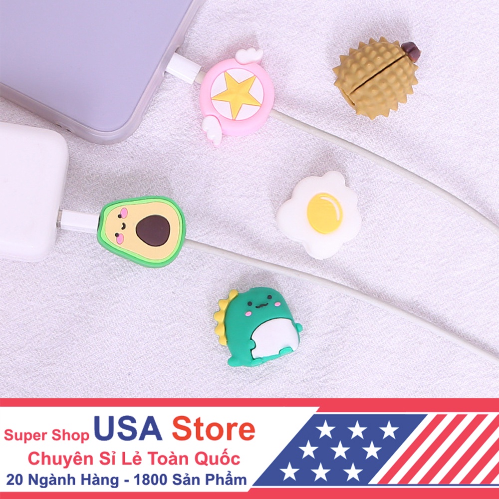 Đầu Nẹp Dây Sạc Hoạt Hình Cute Tránh Gẫy - Bảo Vệ Đầu Cáp Sạc Điện Thoại