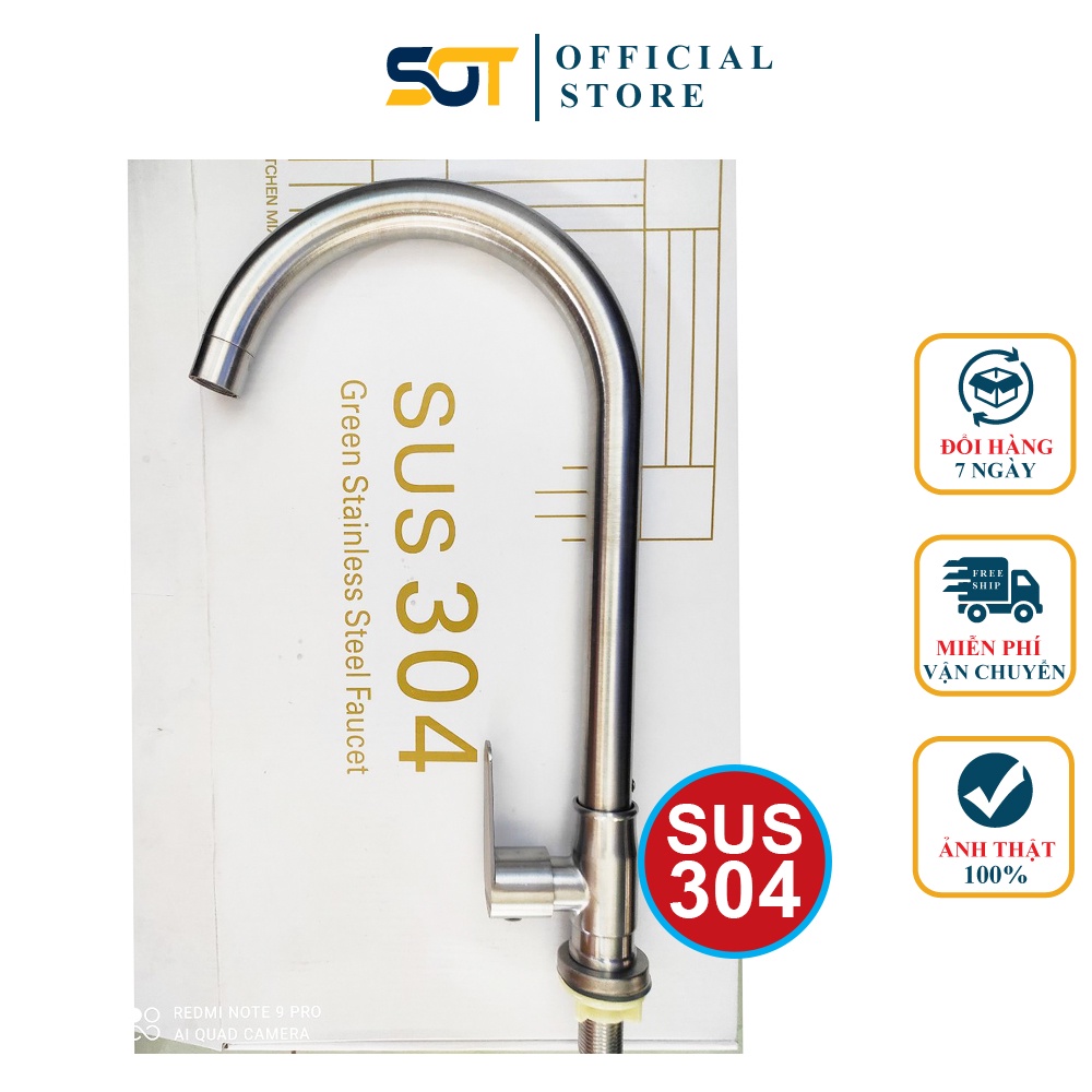 Vòi rửa chén bi xoay 360 độ ống 24 INOX 304 xoay cực êm