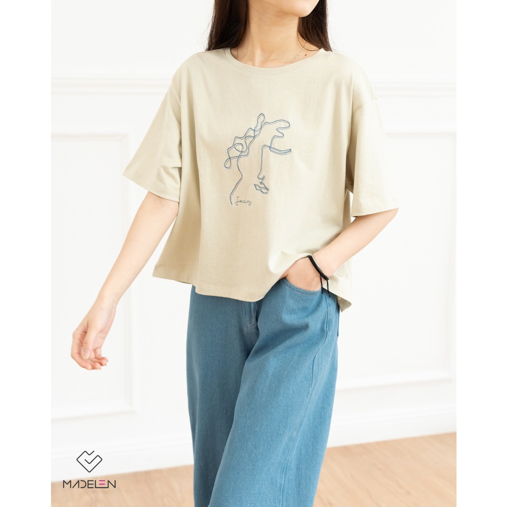 Áo thun thêu nữ dáng ngắn croptop MADELEN