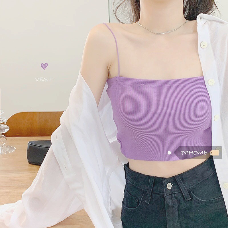 [ Mã WASTAPR giảm 10K đơn 50K] ÁO HAI DÂY LEN TĂM TÍM L1 - ÁO THUN 2 DÂY CROPTOP SEXY SỢI BÚN BODY | BigBuy360 - bigbuy360.vn
