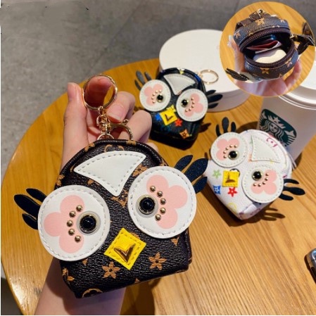 Móc Khóa Mini Hình Cú Hoạt Hình Dễ Thương Bằng Da