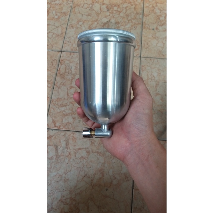 Cốc sơn bằng nhôm 400ml dùng cho các súng phun sơn loại bình hông ren 1/4"
