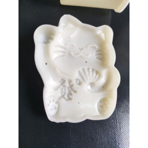 Bộ khuôn trung thu lò xo MÈO CHIÊU TÀI 75g 2 mặt 1 nhấn