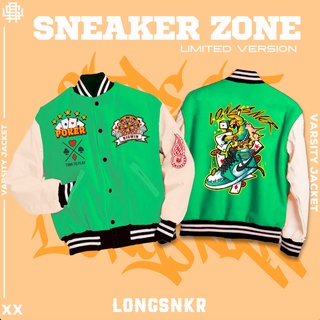 [Tặng Sticker và khăn Tuban] _ Áo khoác Varsity Green họa tiết Longsnkr chất nỉ giữ nhiệt và thoáng - Bomber /Vars