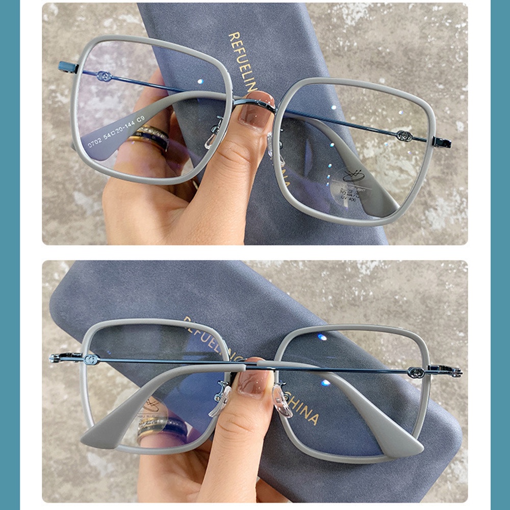 Mắt Kính Gọng Vuông Lớn Bằng Kim Loại Chống Ánh Sáng Xanh Thời Trang Cho Nữ mắt kính vuông gọng kim loại