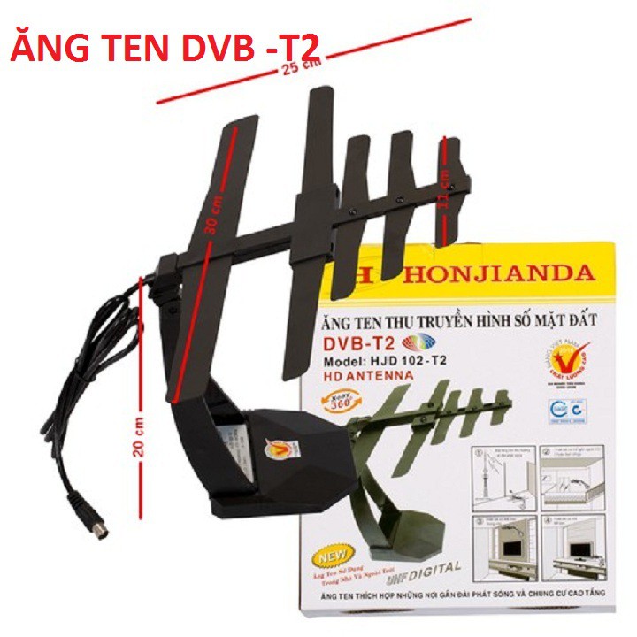 ANTEN Tivi Kỹ Thuật Số DVB T2 Model HJD 102 T2 (Chính Hãng) - Ăng ten tivi trong nhà DVB T2