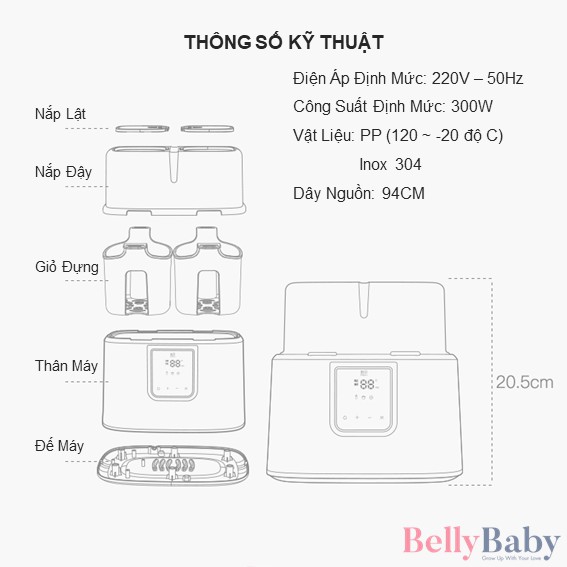 Máy Hâm Sữa Điện Đôi Nevi 3 Trong 1 : Hâm Sữa- Tiệt Trùng - Hâm Thức Ăn , Giúp Tiết Kiệm Thời Gian CHo Mẹ