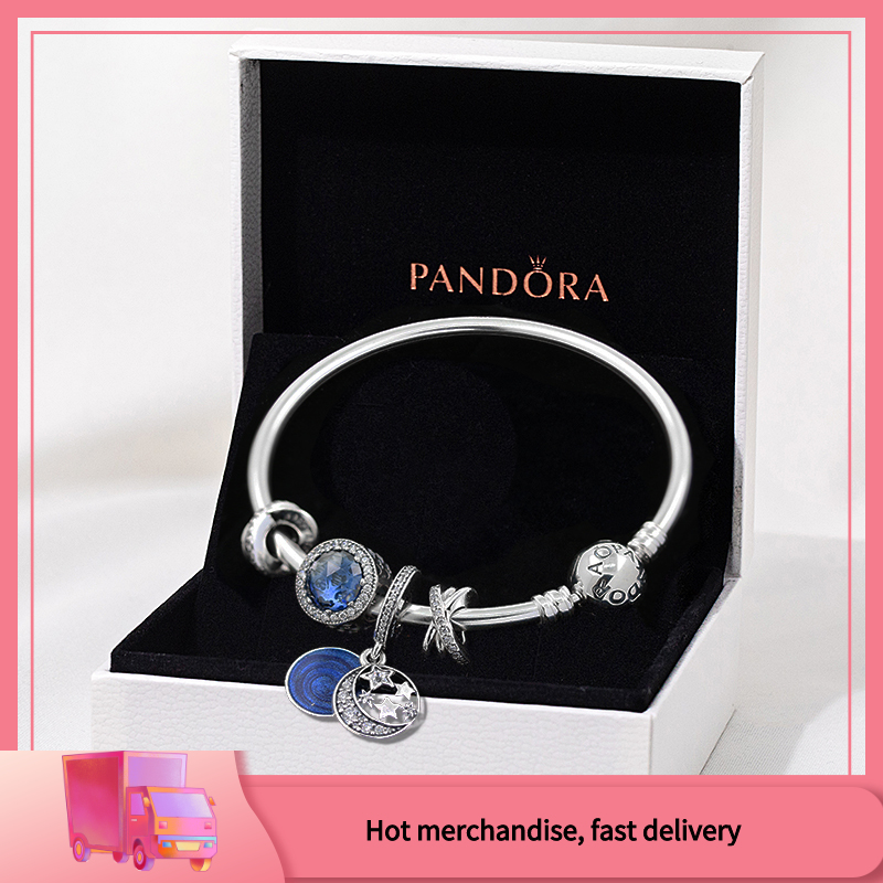 Pandora Bộ Vòng Tay Bạc 925 Hình Trái Tim Đại Dương Kèm Hộp Diy Cho Nữ