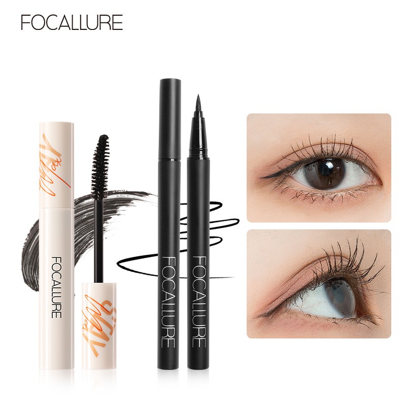 Bộ 2 Sản Phẩm Mascara Và Bút Kẻ Mắt Chống Nước Lâu Trôi Thương Hiệu FOCALLURE