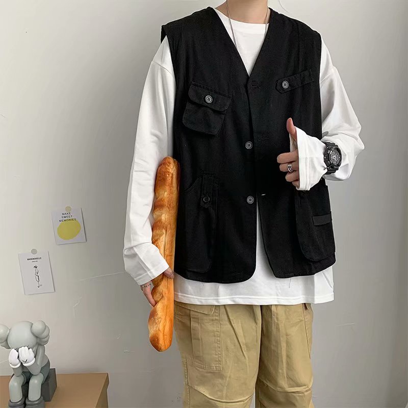 áo vest thời trang unisex áo gile bông áo vest nữ from rộng trẻ tuổi tank tóp nam phong cách Hàn Quốc xe tăng chất đũi cao cấp