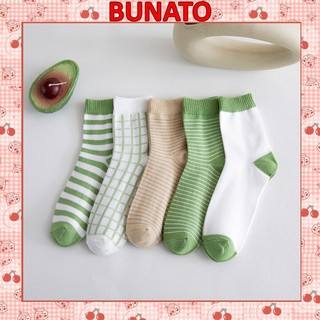 Tất chân nữ Bunato cổ cao phong cách tone xanh cực đẹp TN62