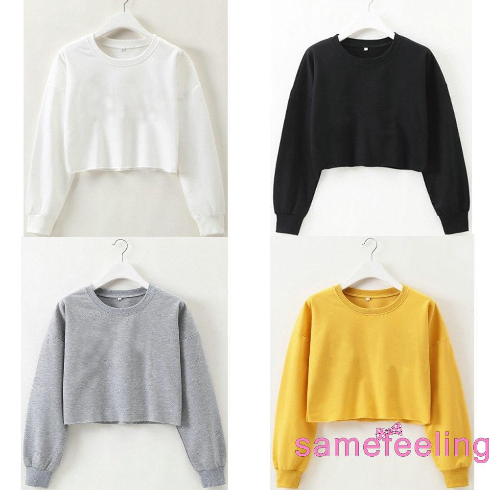 Áo hoodie croptop tay dài thời trang cho nữ