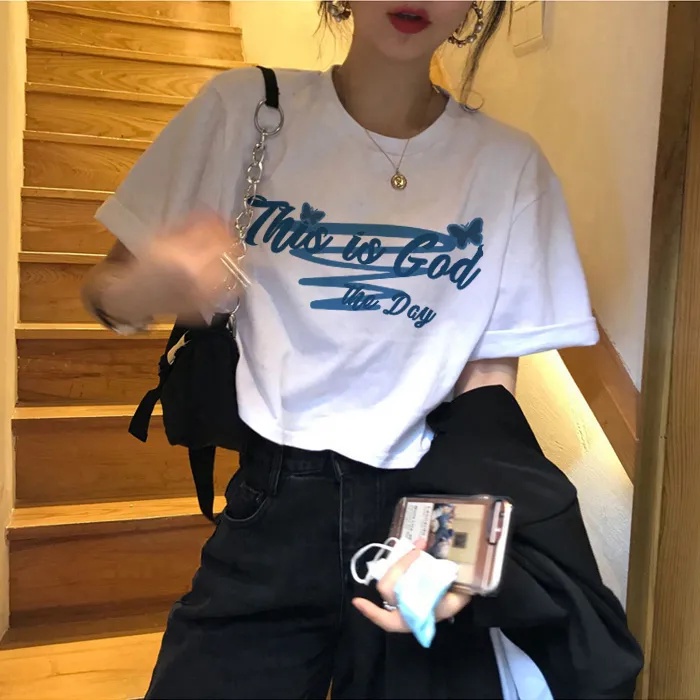 Áo Thun Ngắn Tay Dáng Rộng Thiết Kế Độc Đáo Cho Nữ JL-TX-43