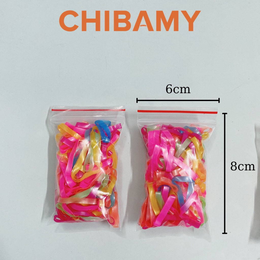 Chun buộc tóc cho bé loại nhỏ nhiều màu CHIBAMY, sợi thun dày dặn co giãn tốt