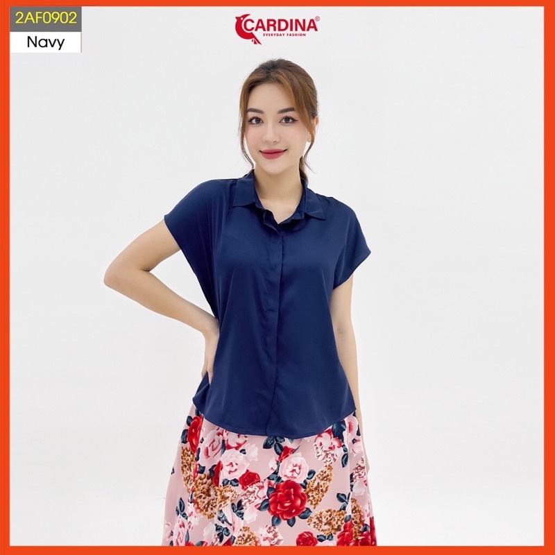 Áo sơ mi nữ CARDINA chất lụa Satin nhật cao cấp vai chờm cổ đức form suông che khuyết điểm (không kèm chân váy)