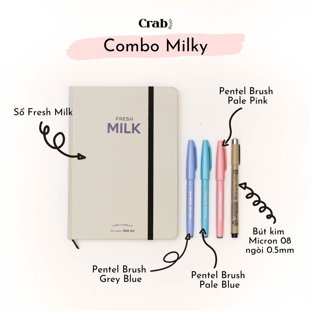 Combo Milky – combo sổ bút chuyên dụng Bullet Journal