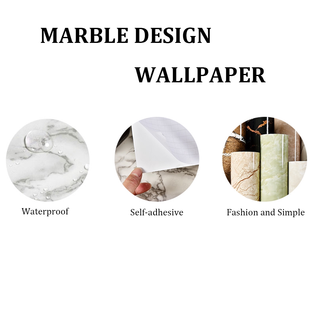 LONTIME PVC Self Adhesive Wallpaper Marble Texture Wall Sticker Home Decor