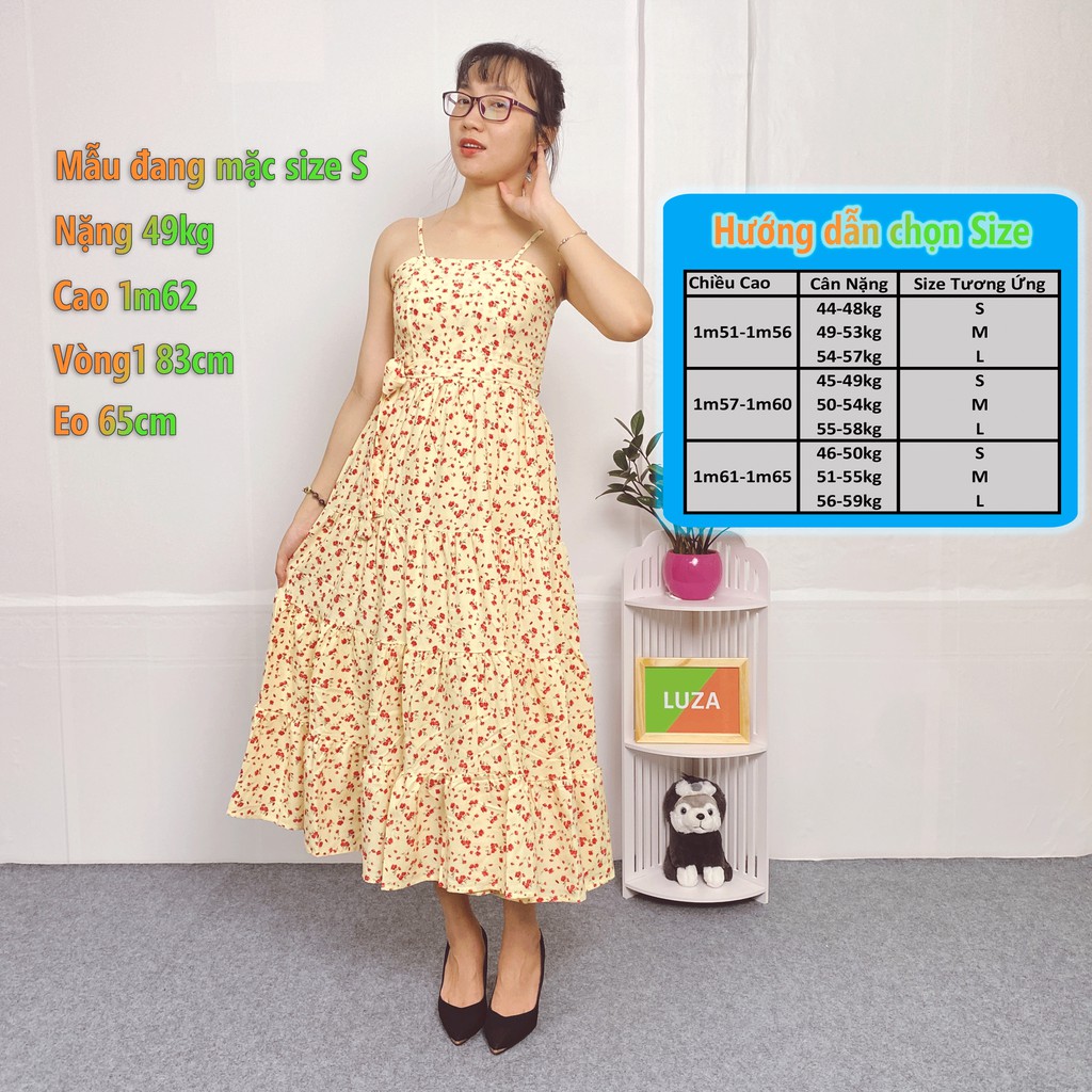 [Mã LUZA88 giảm 10K đơn 150K] Váy Maxi Hoa Dáng Xòe Hai Dây Hoa Nhí Váy Đi Biển | BigBuy360 - bigbuy360.vn