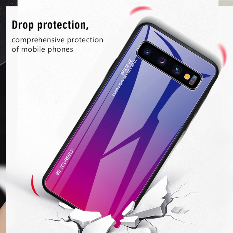 Ốp điện thoại kính cường lực màu gradient sang trọng cho Samsung Galaxy S10 5G