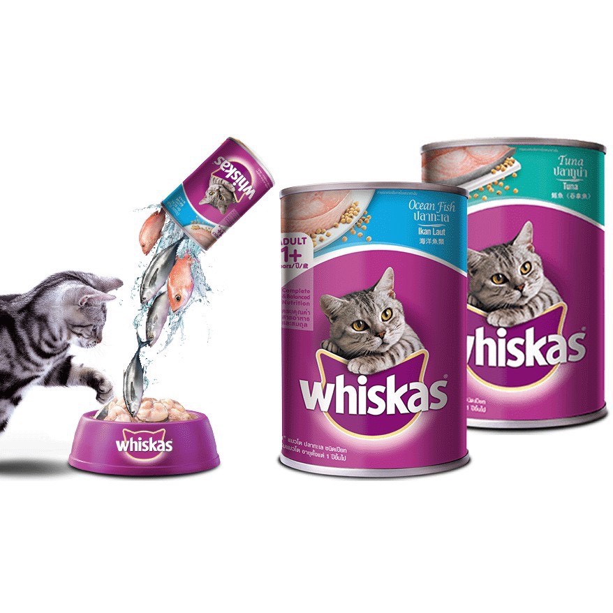 PATE WHISKAS CHO MÈO TRÊN 1 TUỔI DẠNG LON TIẾT KIỆM DỄ BẢO QUẢN 400GR