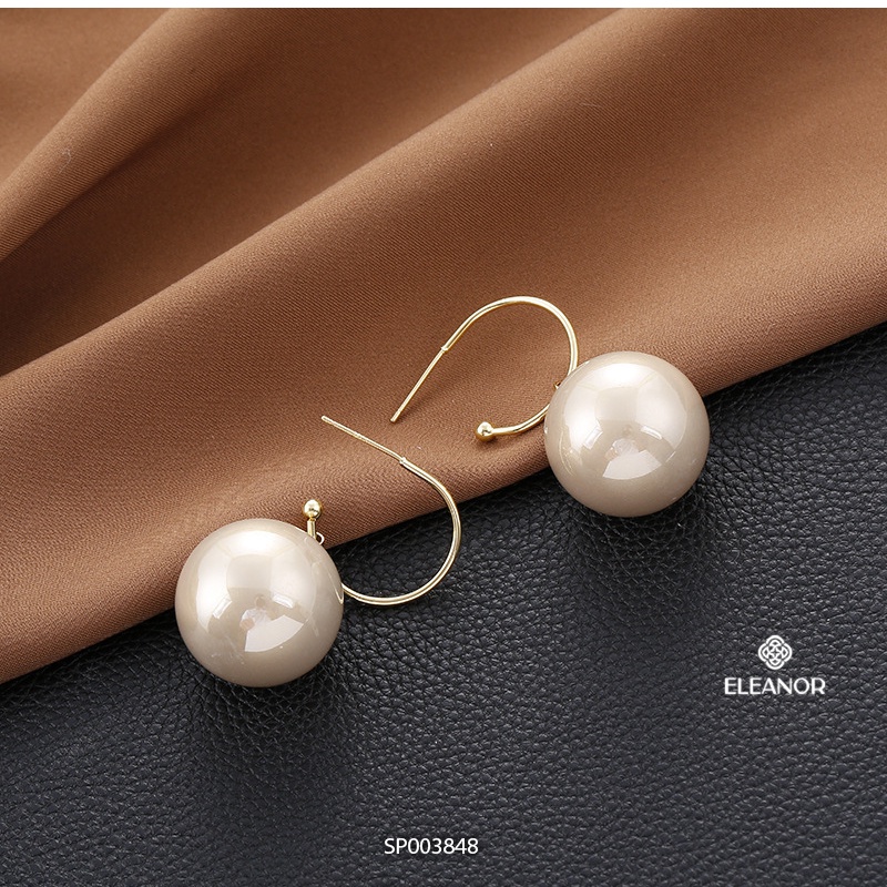 Bông tai nữ ngọc trai nhân tạo Eleanor Accessories viền cong chữ C phụ kiện trang sức 3848
