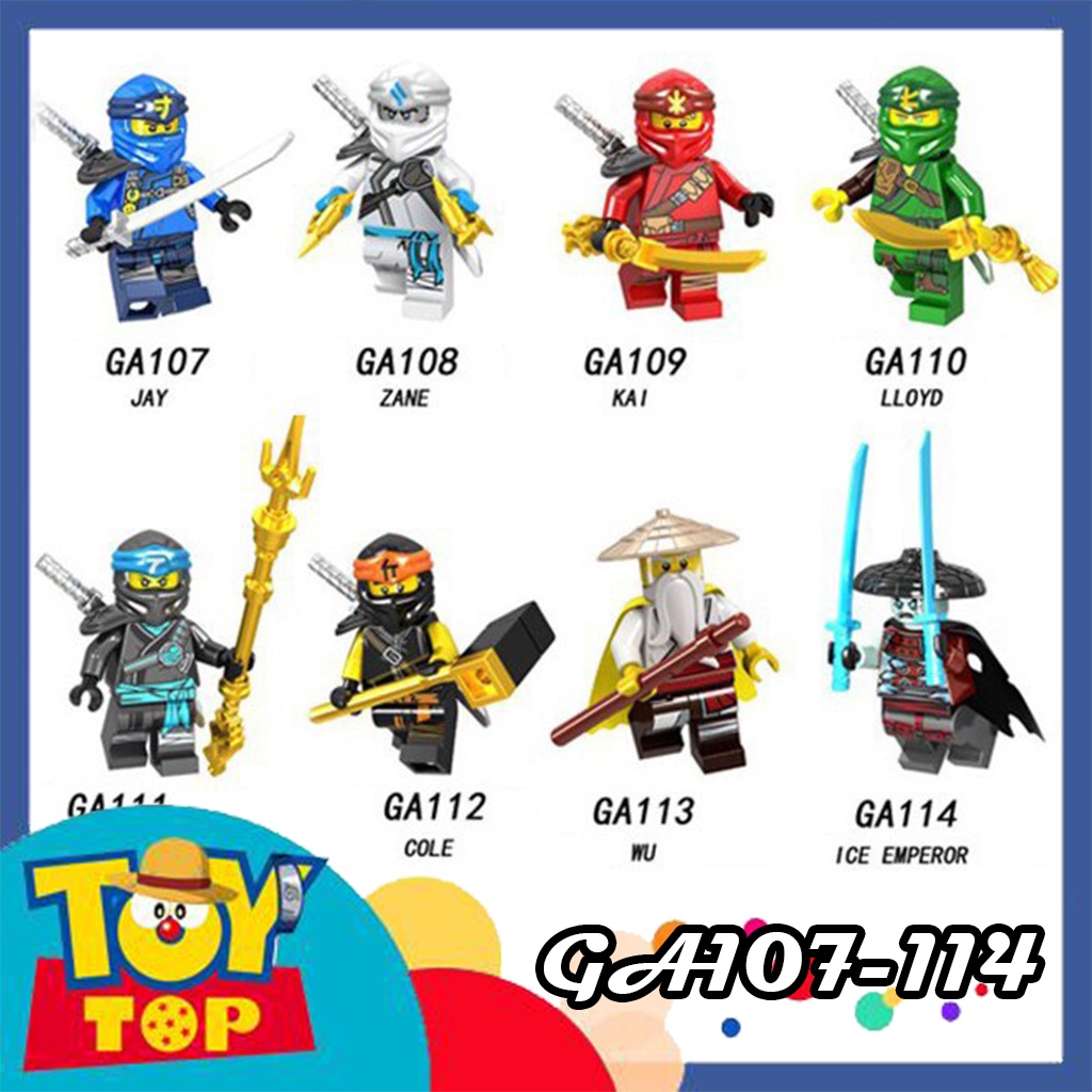 Đồ chơi lắp ghép Ninja : Minifigure ninja season 11 nhân vật ay Jane Kai Lloyd Wu Nya Cole GA107 - GA114